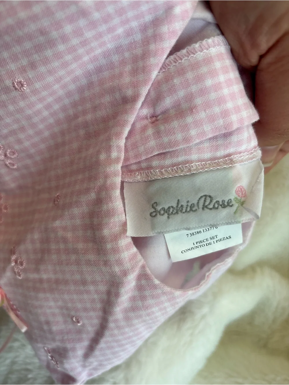 Sophie Rose Gingham pink dress vintage pink white flowers spring summer 18 month